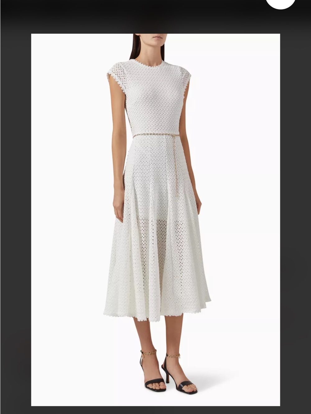 NWT Maje White crochet Midi Dress size 34 no belt